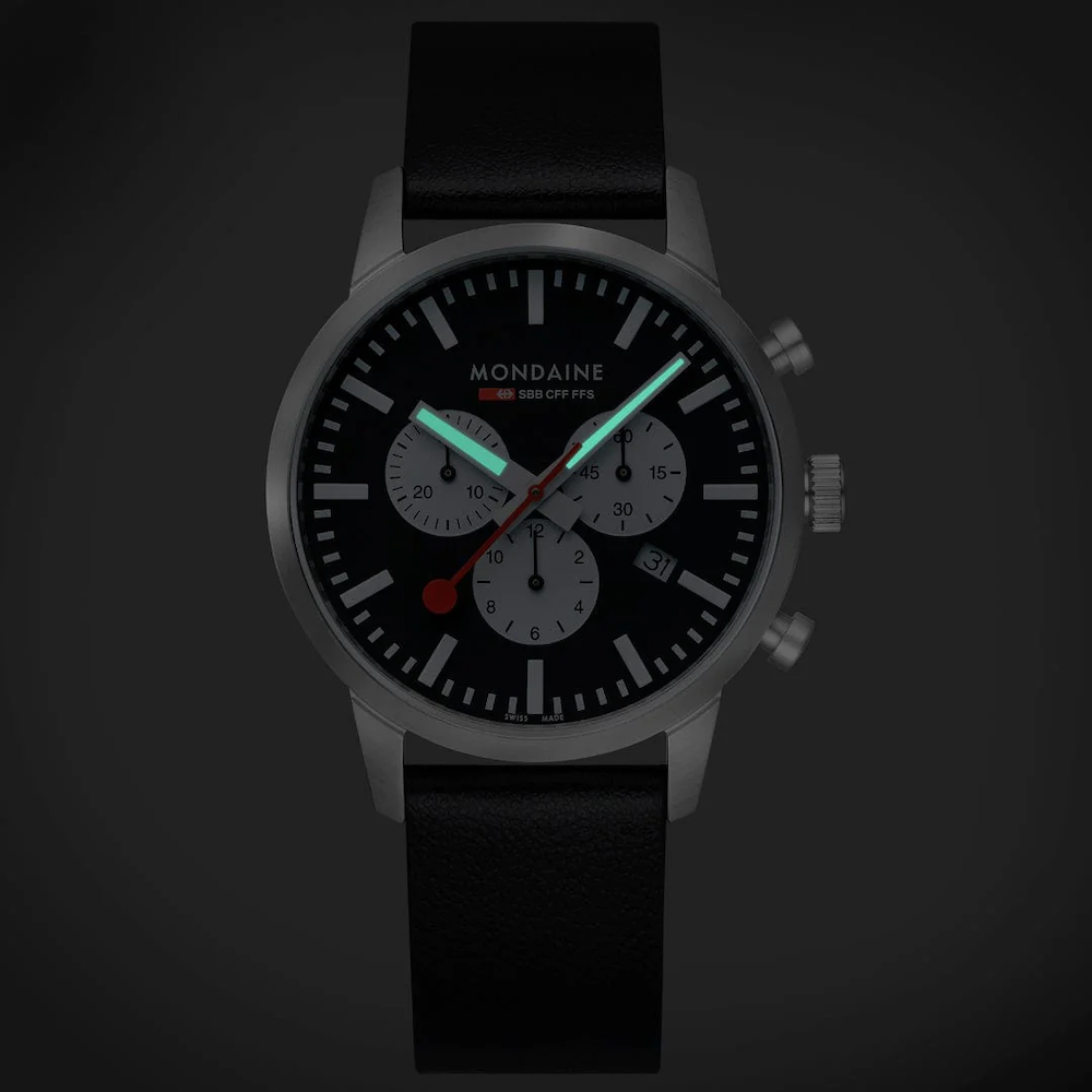 Mondaine Neo 41mm Black Vegan Grape Leather Watch MSD.41420.LBV Image 6