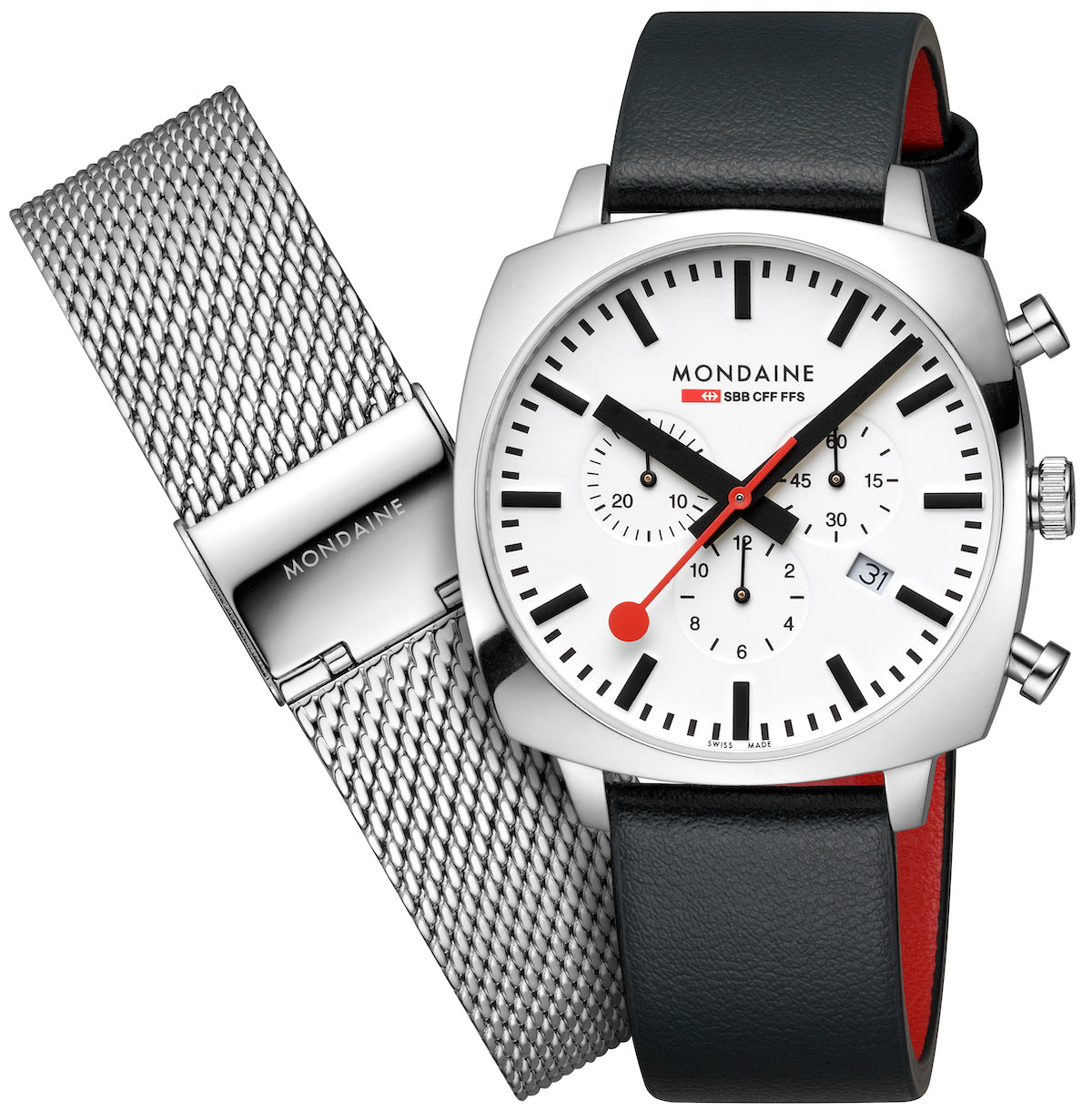Mondaine Official Swiss Railways Cushion Set Watch MSL.41410.LBV.SET Image 4