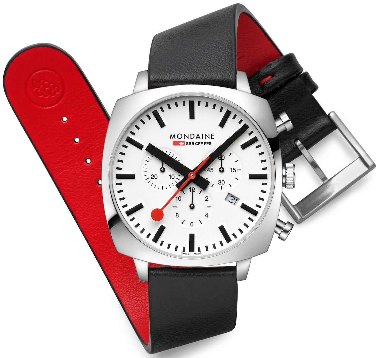Mondaine Official Swiss Railways Cushion Set Watch MSL.41410.LBV.SET Image 5