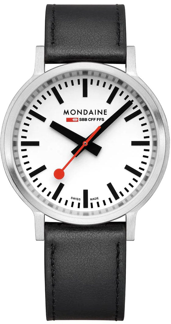 Mondaine SBB Stop2Go BackLight White Grape Leather Watch MST.4101B.LBV.2SE Image 2