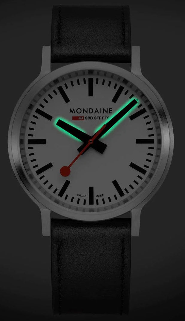Mondaine SBB Stop2Go BackLight White Grape Leather Watch MST.4101B.LBV.2SE Image 3