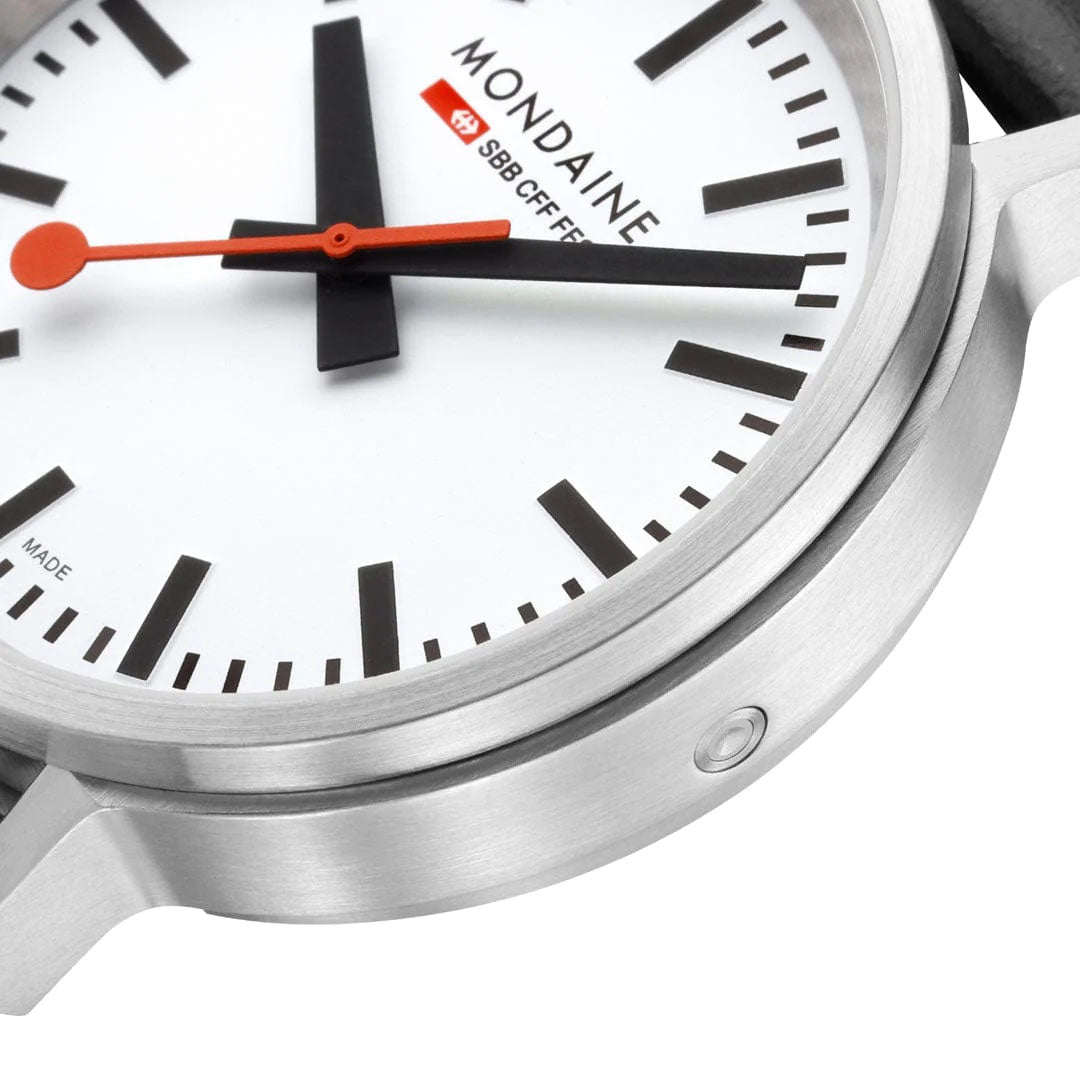 Mondaine SBB Stop2Go BackLight White Grape Leather Watch MST.4101B.LBV.2SE Image 4