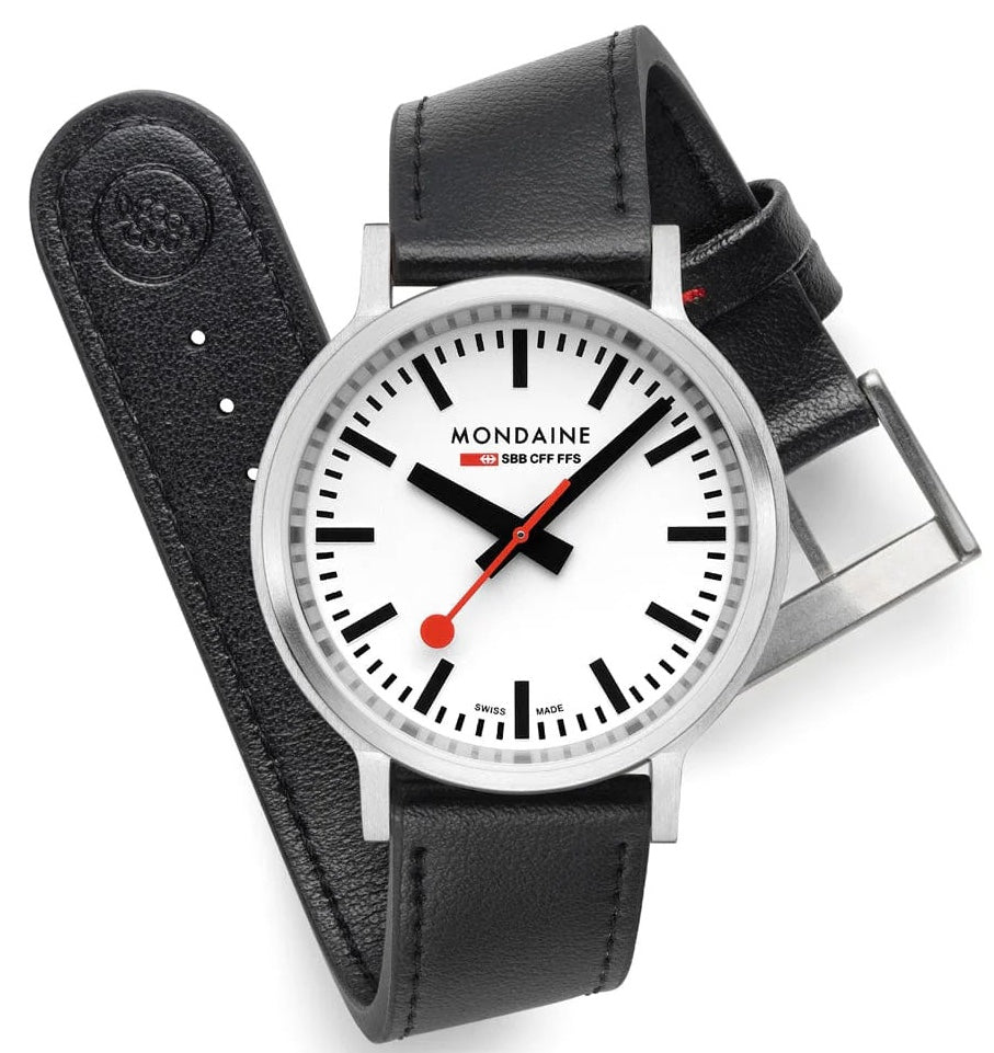 Mondaine SBB Stop2Go BackLight White Grape Leather Watch MST.4101B.LBV.2SE Image 5