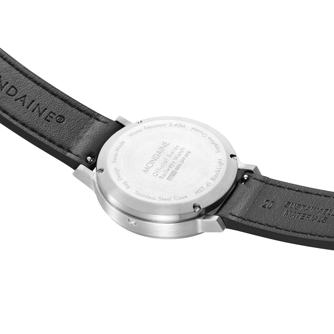 Mondaine SBB Stop2Go BackLight White Grape Leather Watch MST.4101B.LBV.2SE Image 7