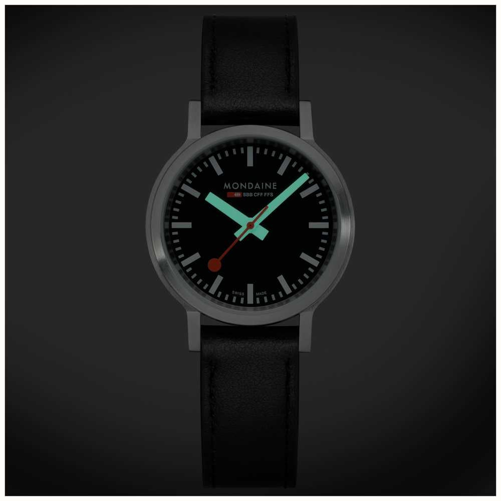 Mondaine SBB Stop2Go Black Grape Leather Watch MST.34020.LBV.SET Image 3