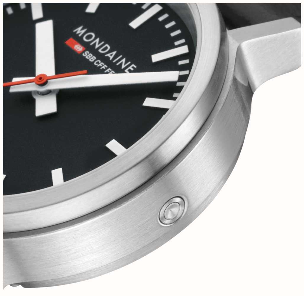Mondaine SBB Stop2Go Black Grape Leather Watch MST.34020.LBV.SET Image 5