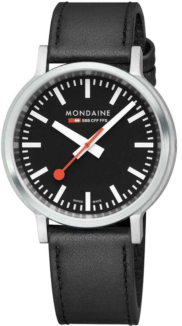 Mondaine SBB Stop2Go Black Grape Leather Watch MST.41020.LBV.2SE Image 1