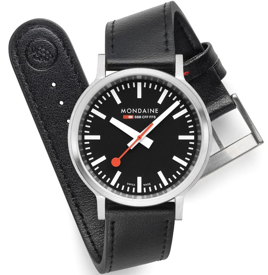 Mondaine SBB Stop2Go Black Grape Leather Watch MST.41020.LBV.2SE Image 6