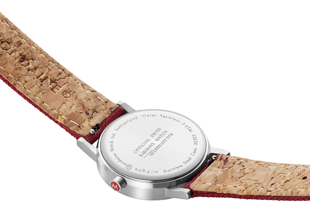 Mondaine Watch Classic Dark Cherry Textile D A658.30323.17SBC1 Image 3