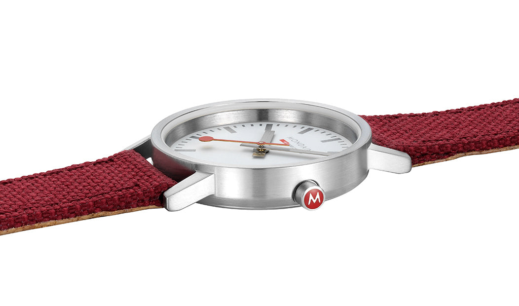 Mondaine Watch Classic Dark Cherry Textile D A658.30323.17SBC1 Image 4