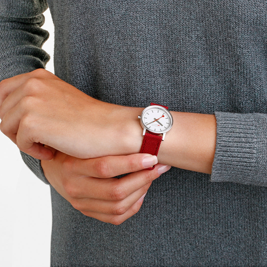 Mondaine Watch Classic Dark Cherry Textile D A658.30323.17SBC1 Image 5
