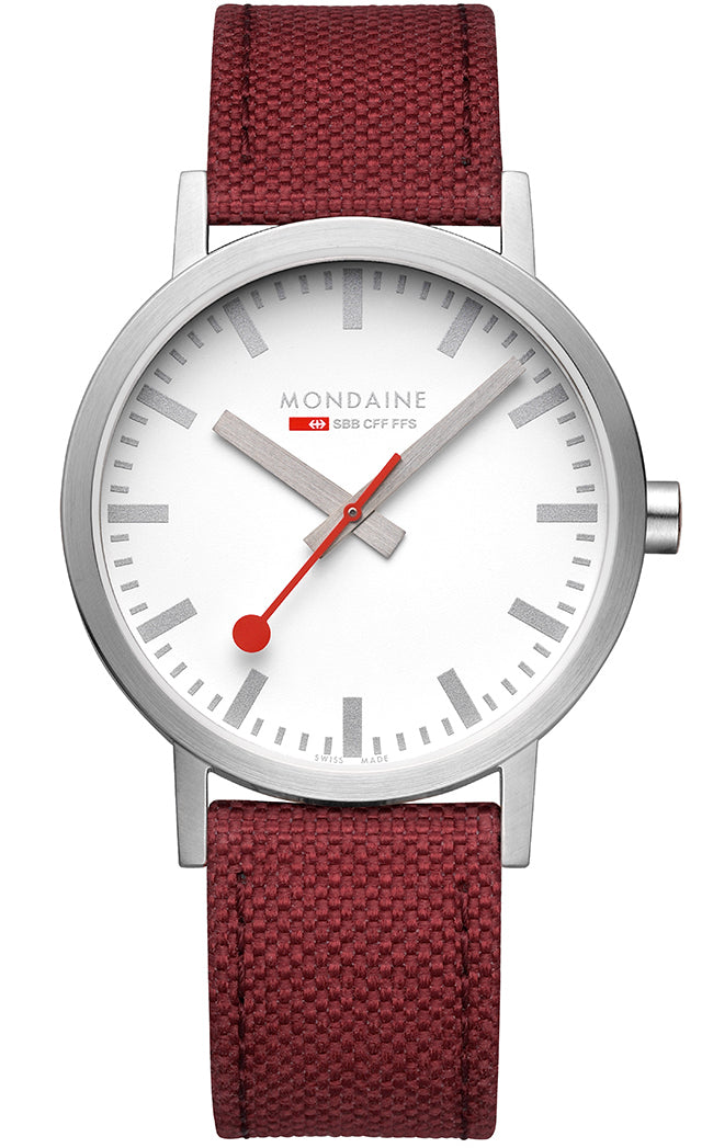 Mondaine Watch Classic Dark Cherry Textile D A660.30360.17SBC Image 2