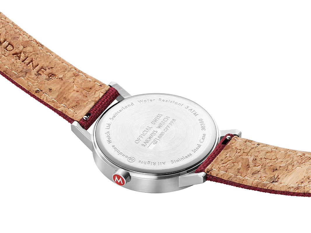 Mondaine Watch Classic Dark Cherry Textile D A660.30360.17SBC Image 3