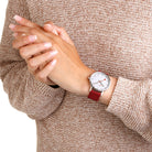 Mondaine Watch Classic Dark Cherry Textile D A660.30360.17SBC Image 8