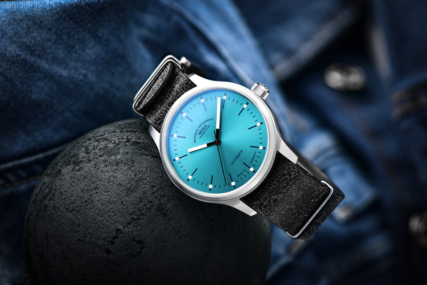 Muhle Glashutte Panova Turquoise Bue Leather Watch M1-40-79-LB Image 2