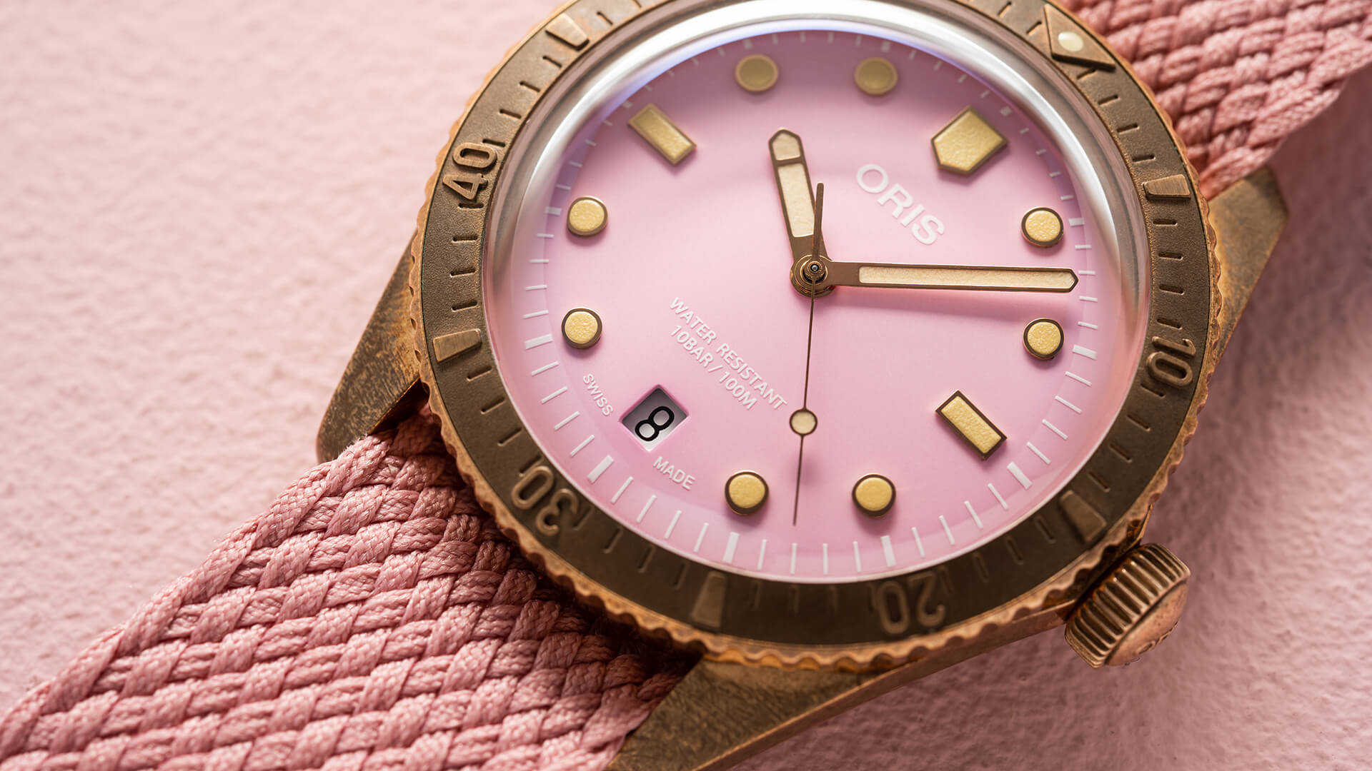 Oris Divers Sixty Five Cotton Candy Bronze Lipstick Pink 01 733 7771 3158-07 3 19 04BR Image 4