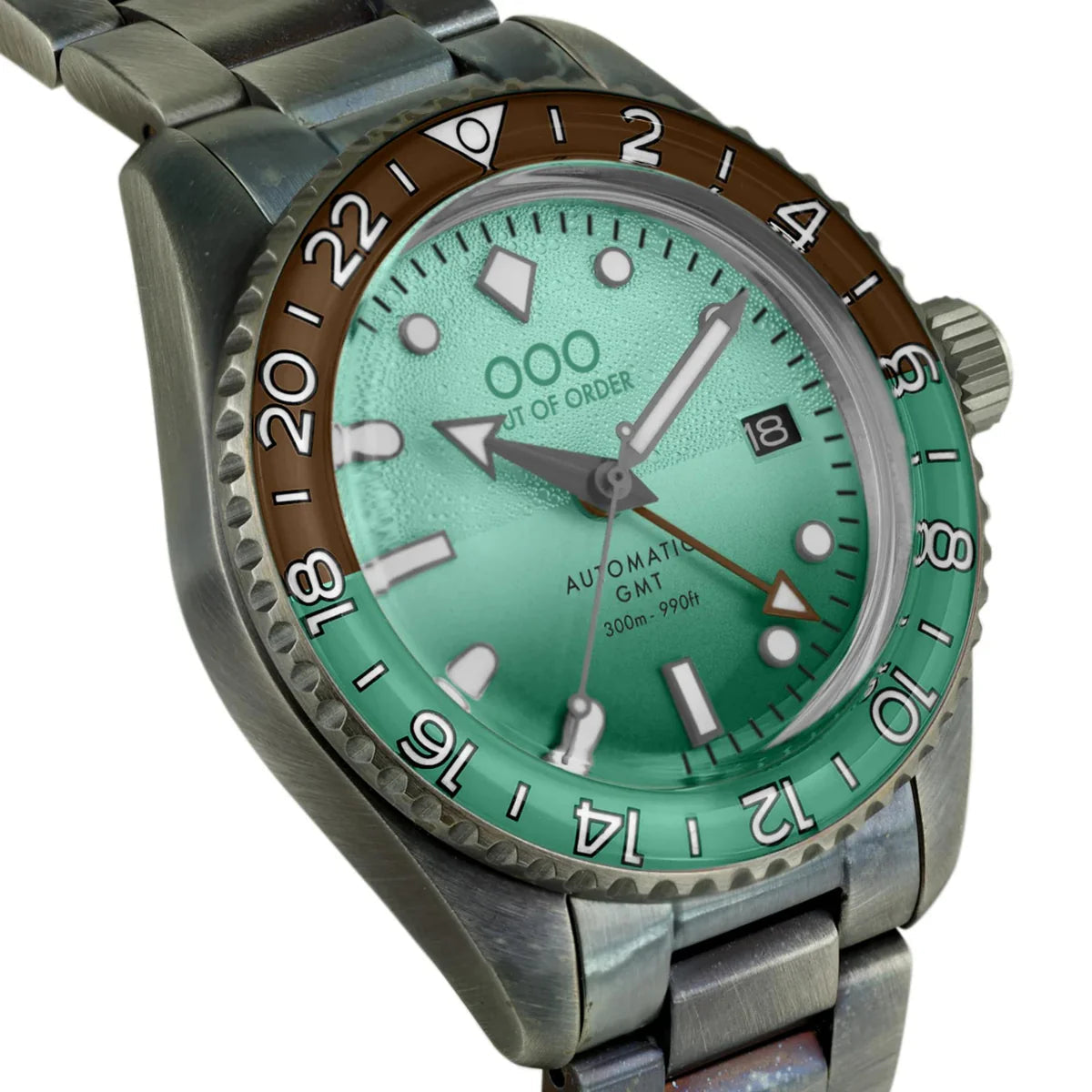Out Of Order After 8 Shaker Mint Automatic GMT Ultra Distressed Watch OOO.001-25.AE.BAND Image 3