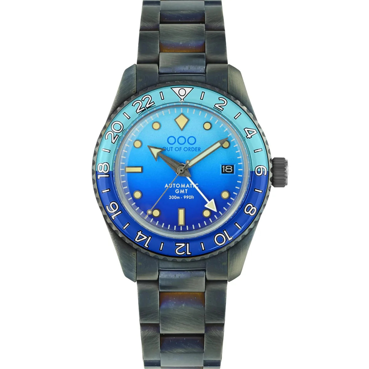 Out Of Order Bomba Blue Shaker Automatic GMT Ultra Distressed Watch OOO.001-25.BB.BAND Image 1