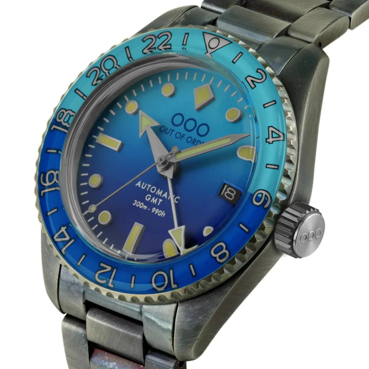 Out Of Order Bomba Blue Shaker Automatic GMT Ultra Distressed Watch OOO.001-25.BB.BAND Image 2