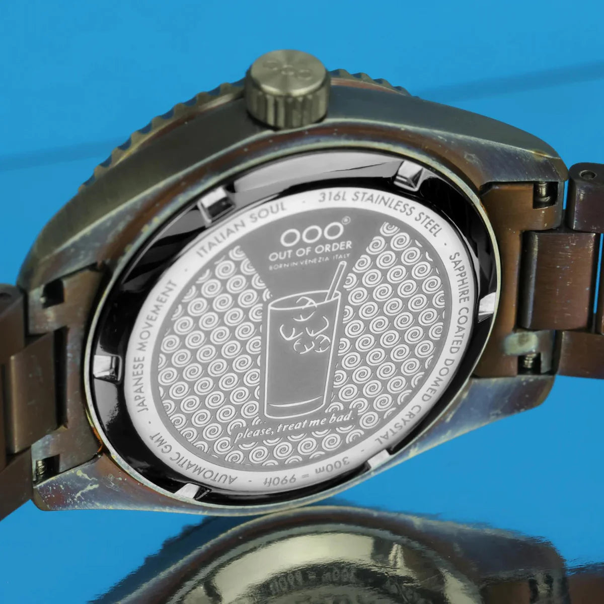 Out Of Order Bomba Blue Shaker Automatic GMT Ultra Distressed Watch OOO.001-25.BB.BAND Image 7