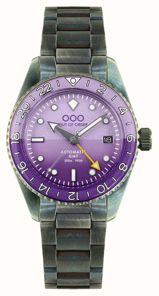 Out Of Order Dark Violet Purple Automatic GMT Ultra Distressed Watch OOO.001-25.LA.BAND Image 1