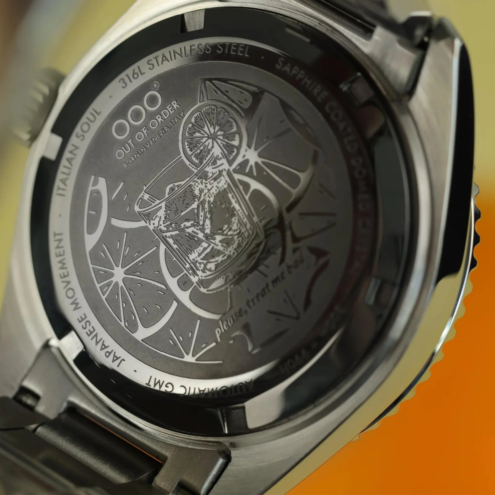 Out Of Order Negroni Shaker Orange Automatic GMT Steel Watch OOO.001-25.NE.BAND.SS Image 4