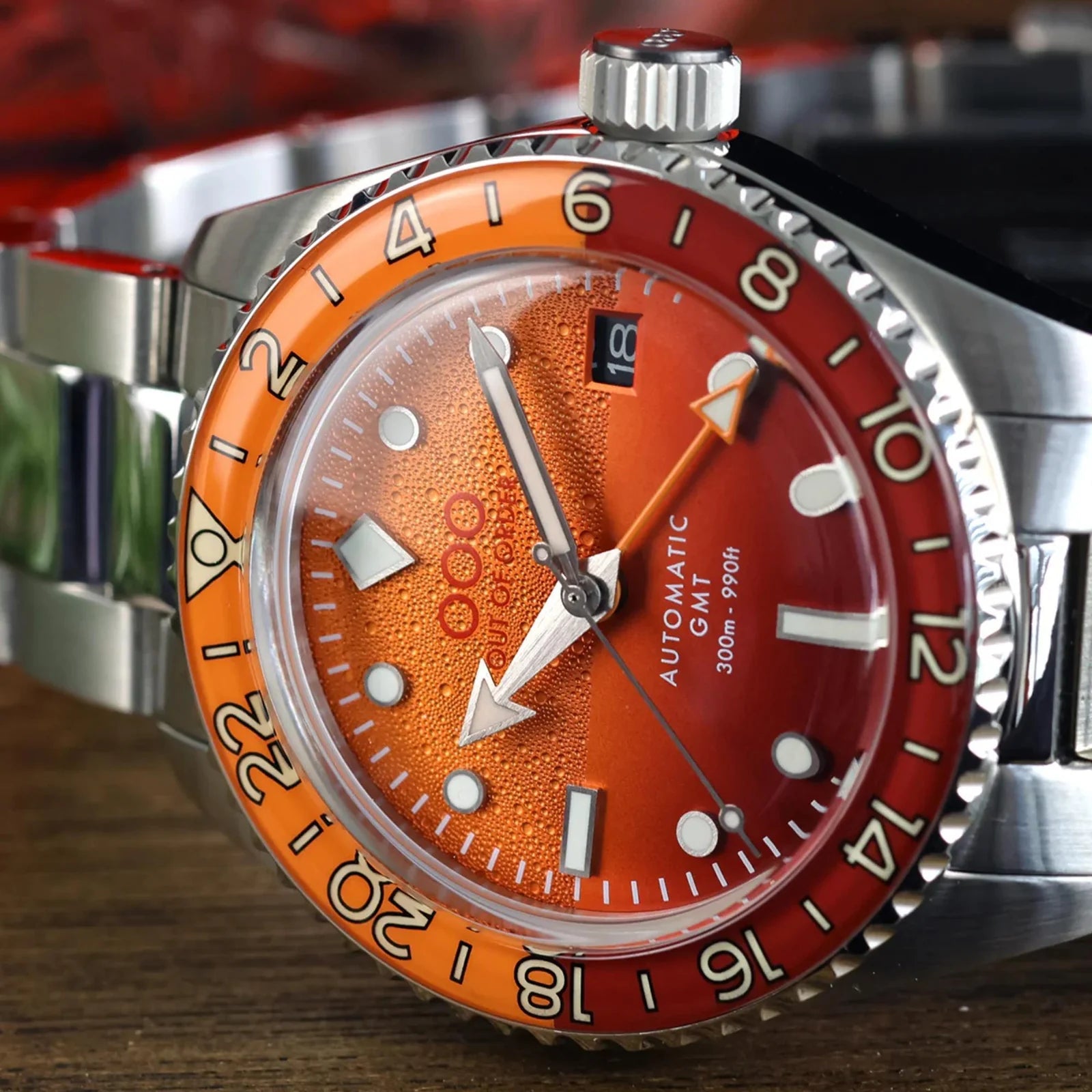 Out Of Order Negroni Shaker Orange Automatic GMT Steel Watch OOO.001-25.NE.BAND.SS Image 5