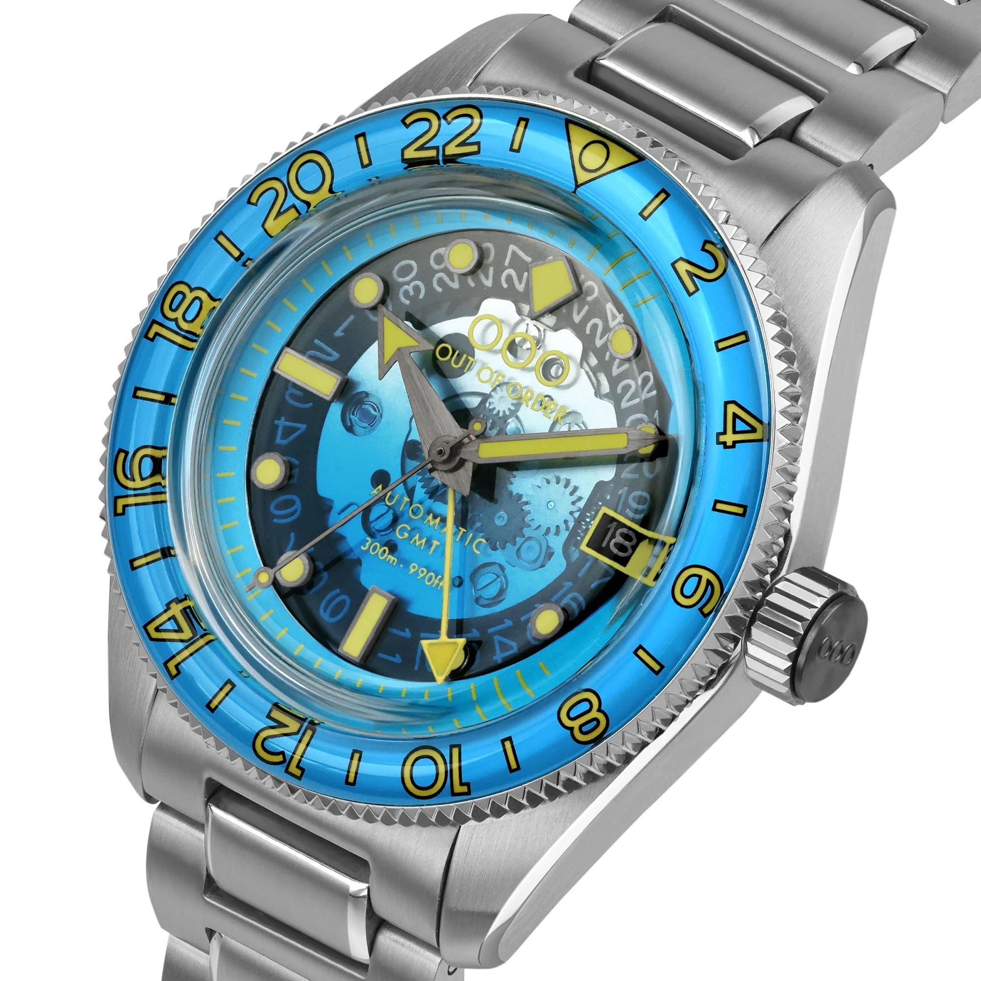 Out Of Order Shaker Angelo Azzuro Automatic GMT Limited Edition Watch OOO.001-25.AA.BAND.SS Image 4
