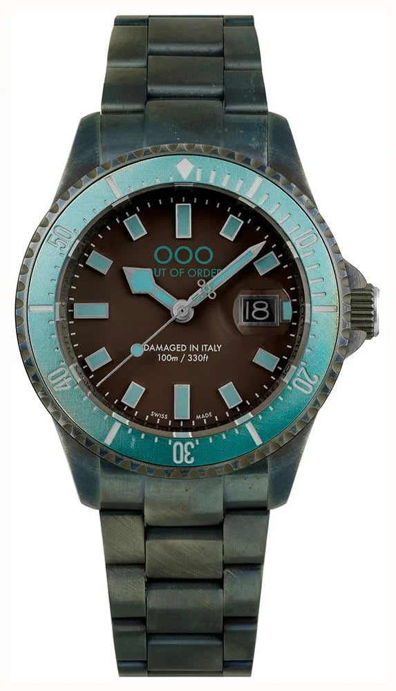 Out Of Order Turquoise And Brown Casanova Ultra Distressed Steel Watch OOO.001-27.TU.MS Image 1