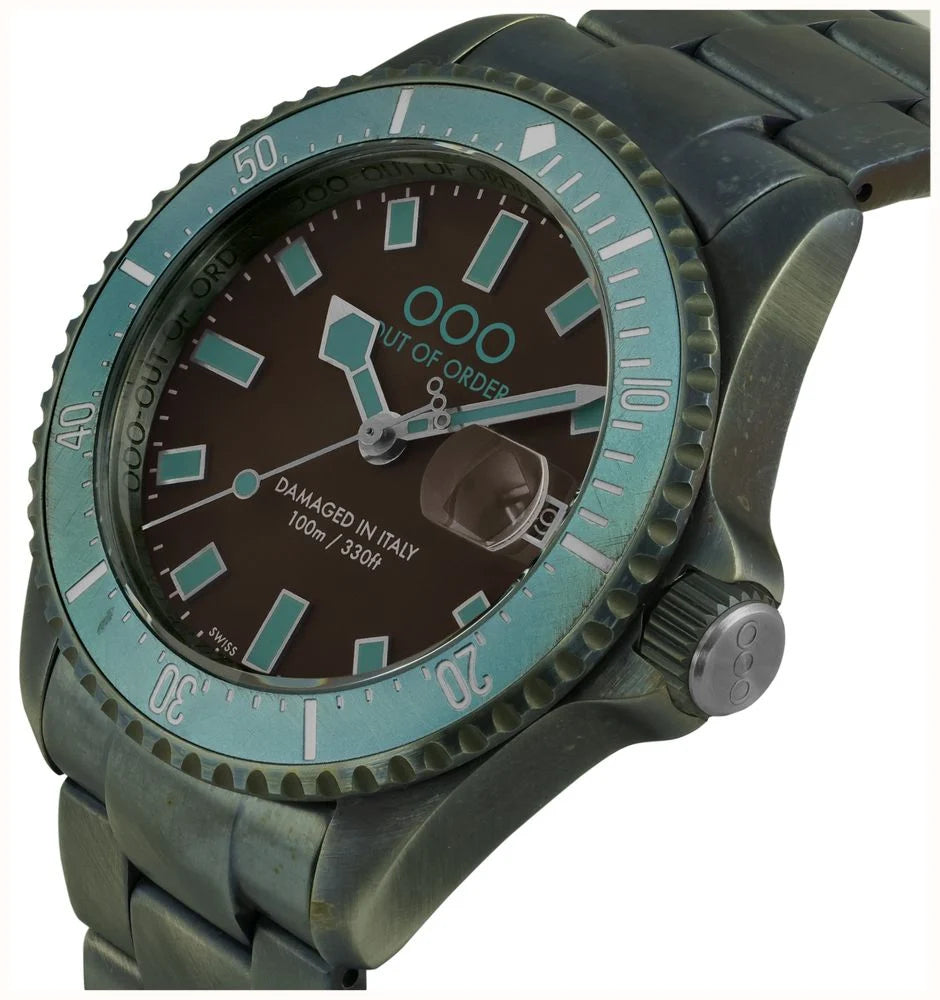 Out Of Order Turquoise And Brown Casanova Ultra Distressed Steel Watch OOO.001-27.TU.MS Image 2