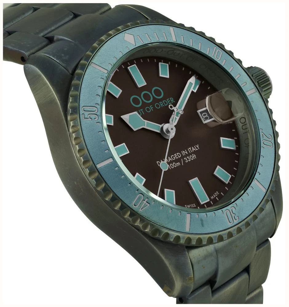Out Of Order Turquoise And Brown Casanova Ultra Distressed Steel Watch OOO.001-27.TU.MS Image 3