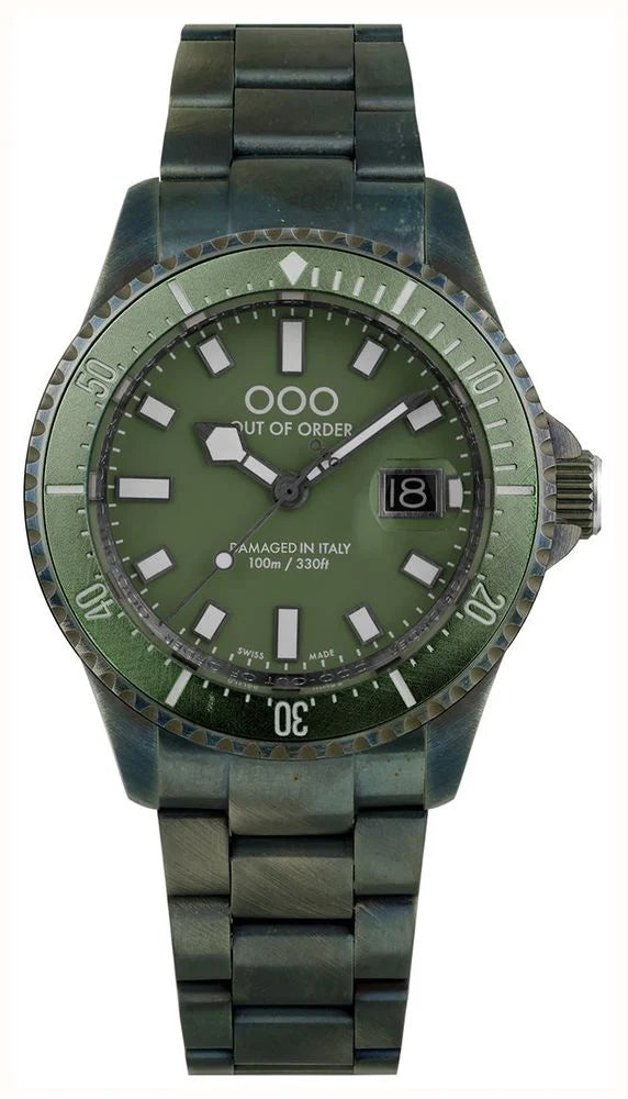 Out Of Order Verde Oliva Green Casanova Ultra Distressed Steel Watch OOO.001-27.VE Image 1