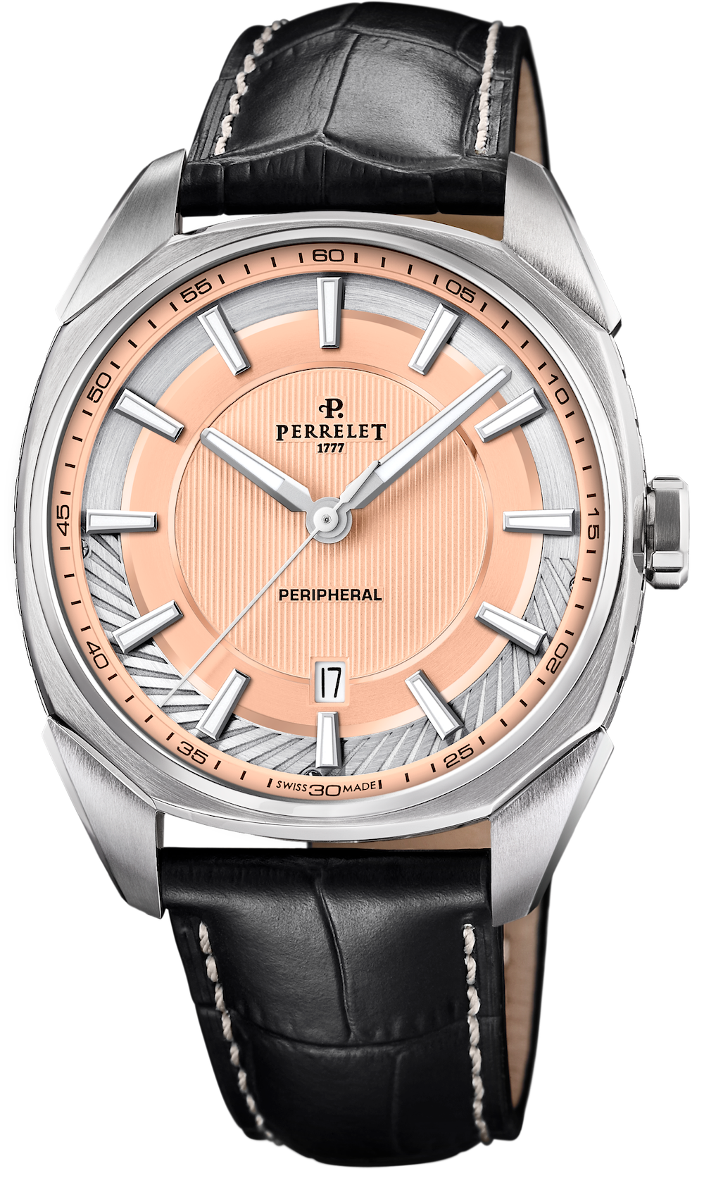 Perrelet LAB Peripheral 3 Hands & Date Salmon Watch A1100/6 Image 1