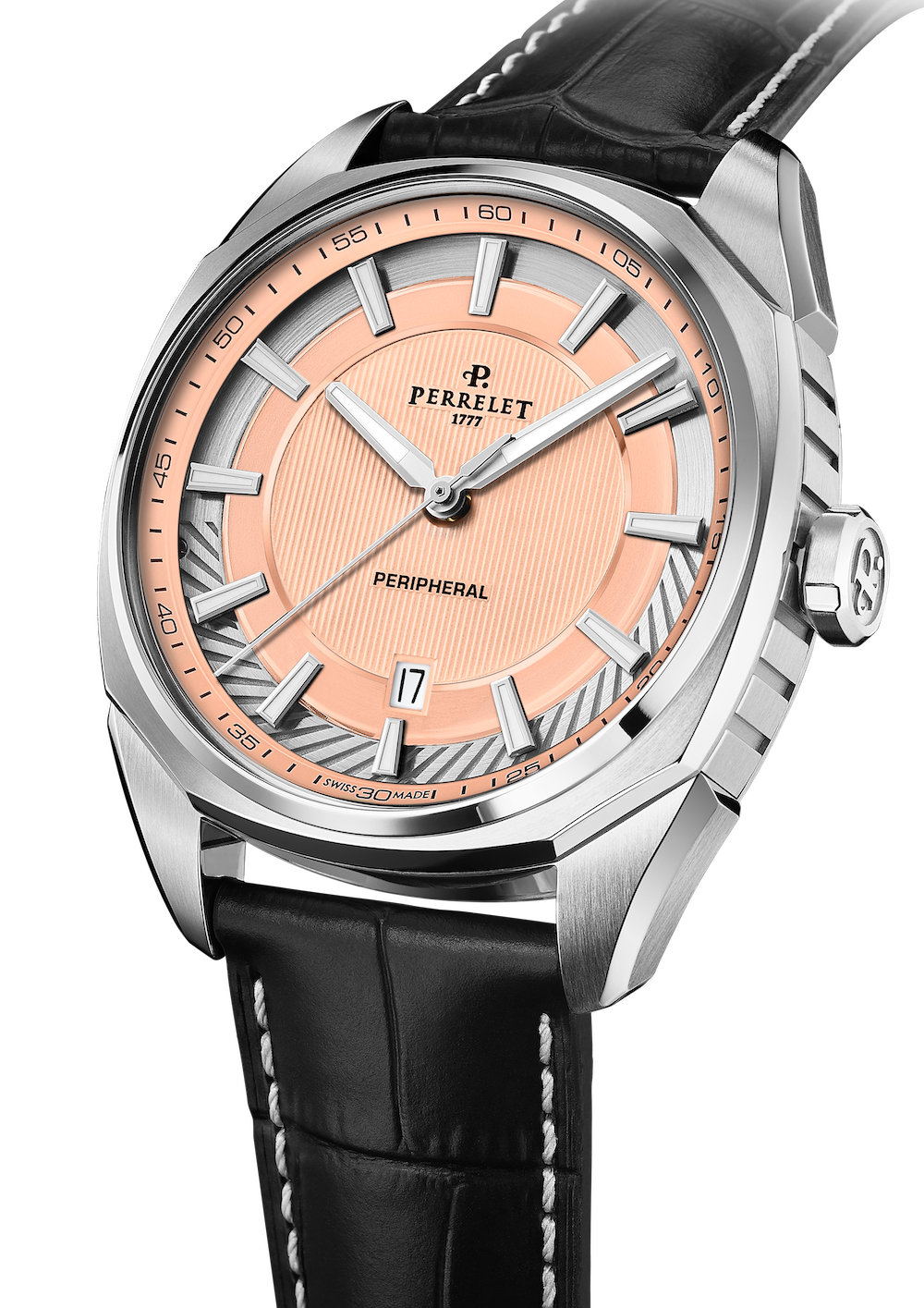 Perrelet LAB Peripheral 3 Hands & Date Salmon Watch A1100/6 Image 3