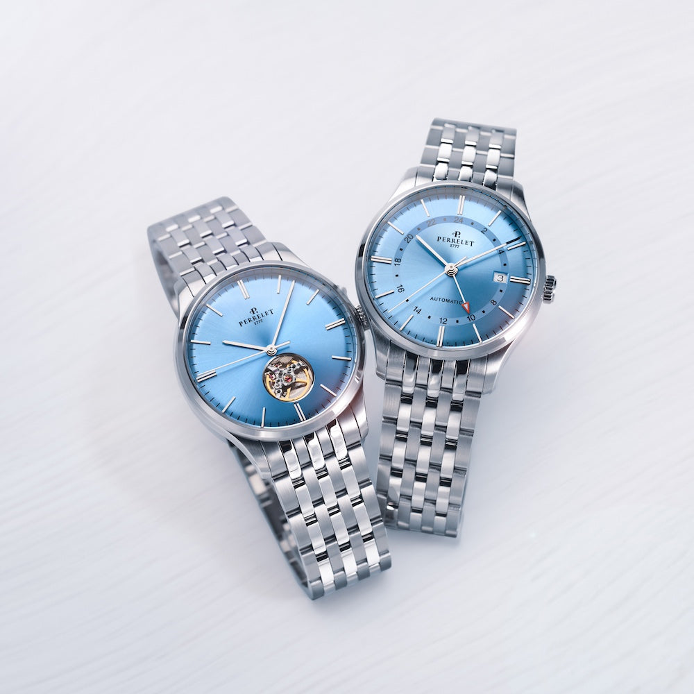 Perrelet Weekend 3 Hands Open Heart Ice Blue Bracelet Watch A1302/9 Image 5