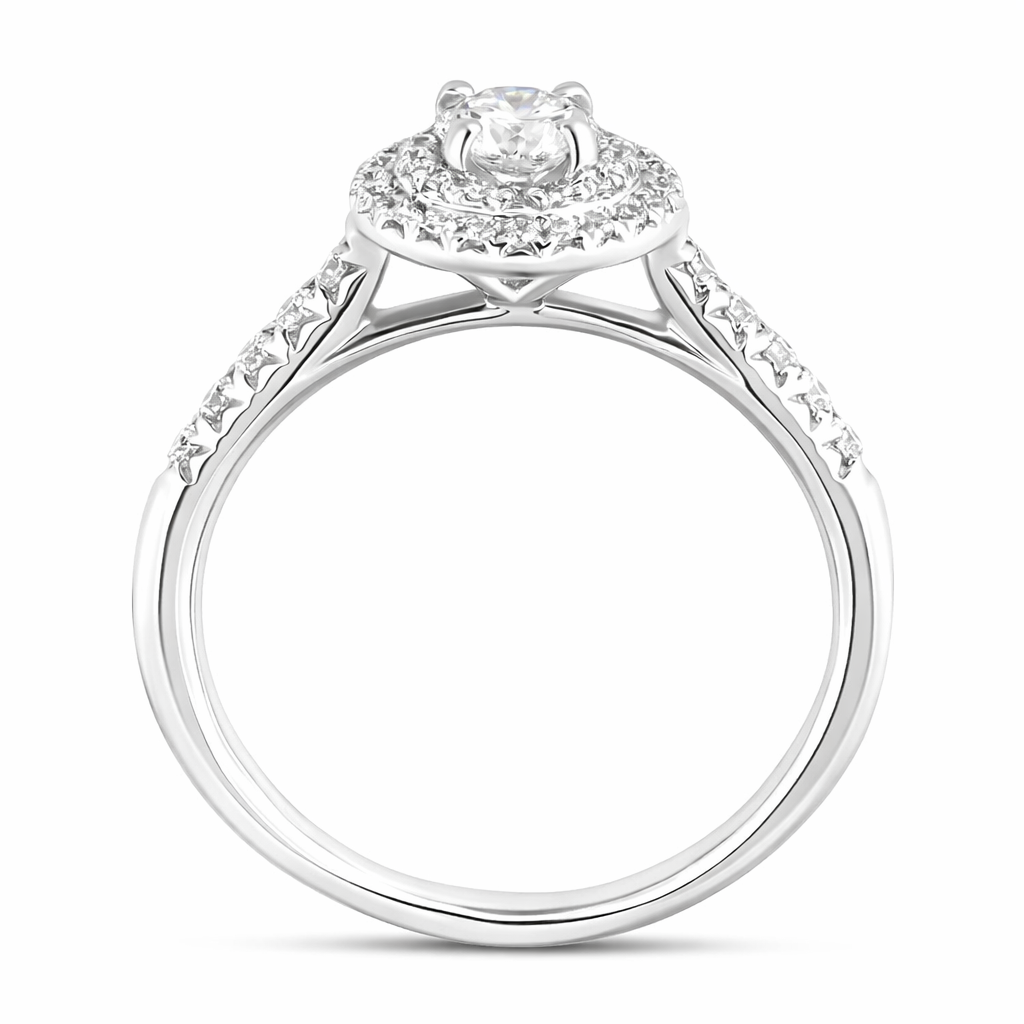 Platinum Diamond Brilliant Round Cut Cluster Shoulder Set Ring 14655 Image 4