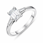 Platinum Diamond Emerald and Tapered Baguette Cut Three Stone Ring 18474 Image 1