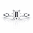 Platinum Diamond Emerald and Tapered Baguette Cut Three Stone Ring 18474 Image 2
