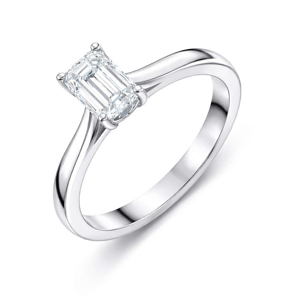 Platinum Diamond Emerald Cut Solitaire Ring 18396 Image 1
