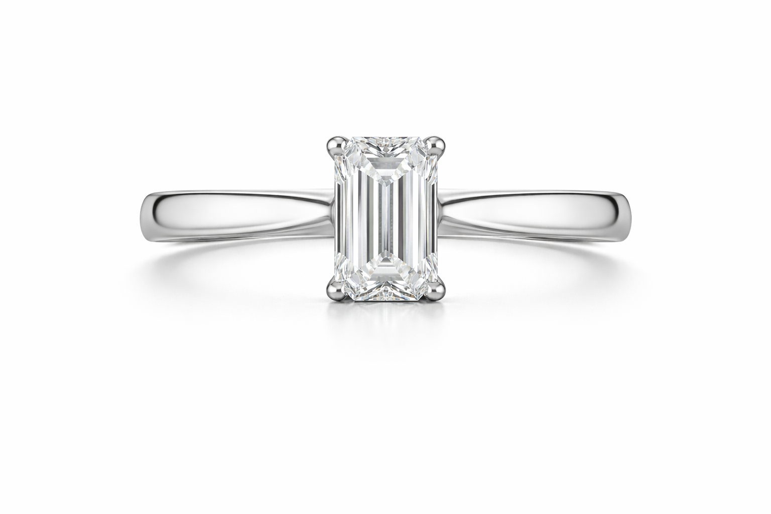 Platinum Diamond Emerald Cut Solitaire Ring 18396 Image 2