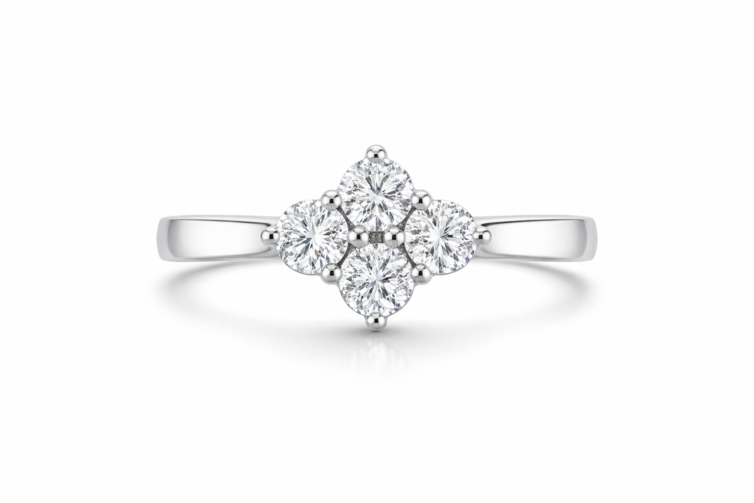 Platinum Diamond Four Stone Cluster Ring 13981 Image 2