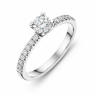 Platinum Diamond Round Brilliant Shoulder Solitaire Ring DMN-1585 Image 1
