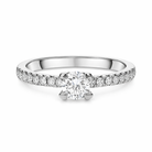Platinum Diamond Round Brilliant Shoulder Solitaire Ring DMN-1585 Image 2