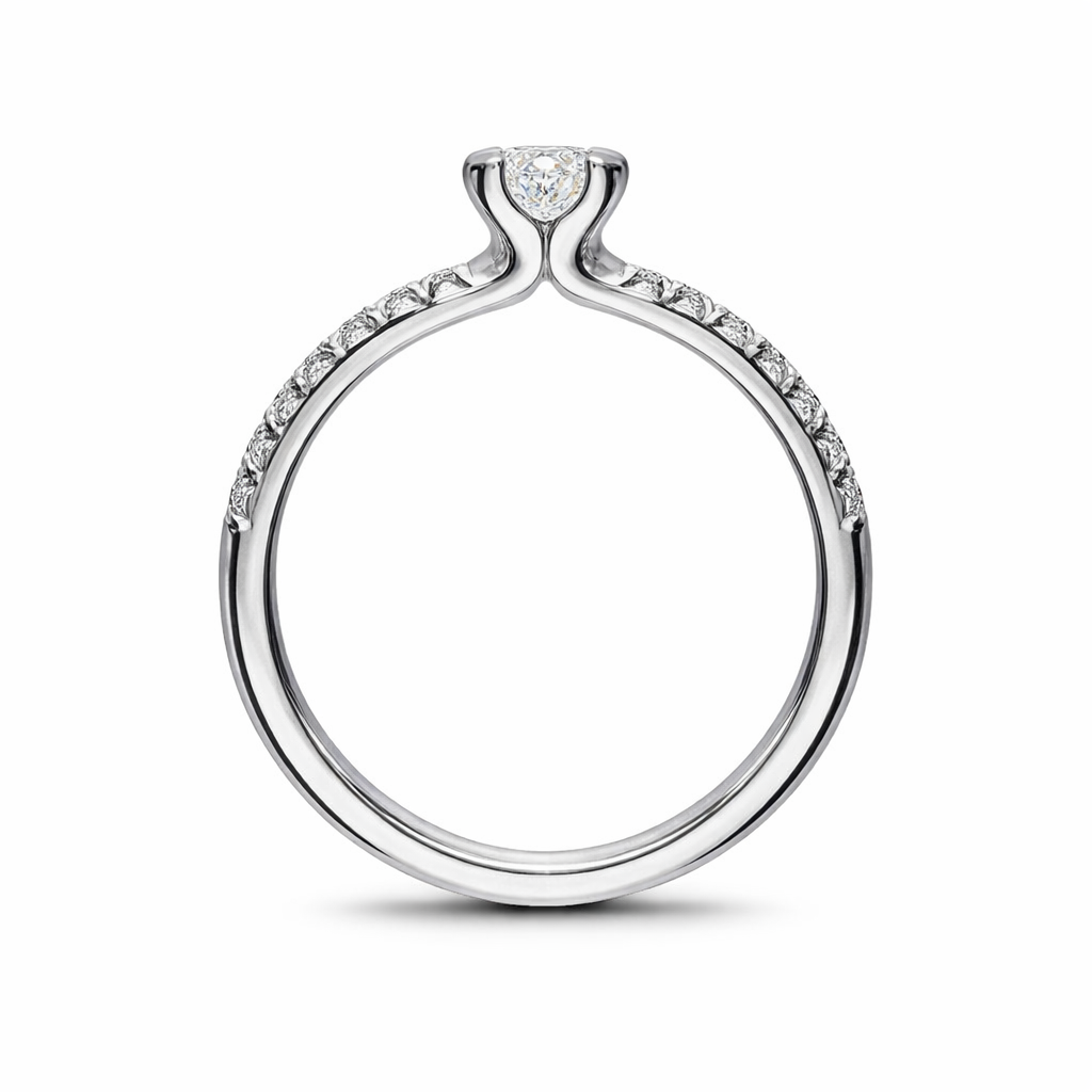 Platinum Diamond Round Brilliant Shoulder Solitaire Ring DMN-1585 Image 3