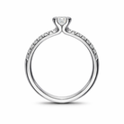 Platinum Diamond Round Brilliant Shoulder Solitaire Ring DMN-1585 Image 3