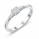 Platinum Diamond Round Brilliant Tapered Baguette Cut Three Stone Ring DMN-3169/I Image 1