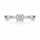 Platinum Diamond Round Brilliant Tapered Baguette Cut Three Stone Ring DMN-3169/I Image 2
