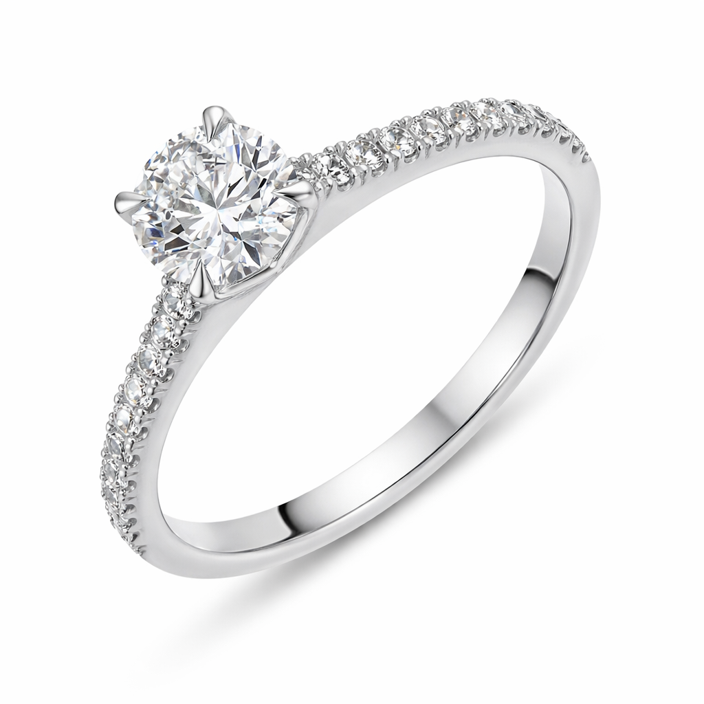 Platinum Diamond Solitaire Shoulder Set Ring A1460 Image 1