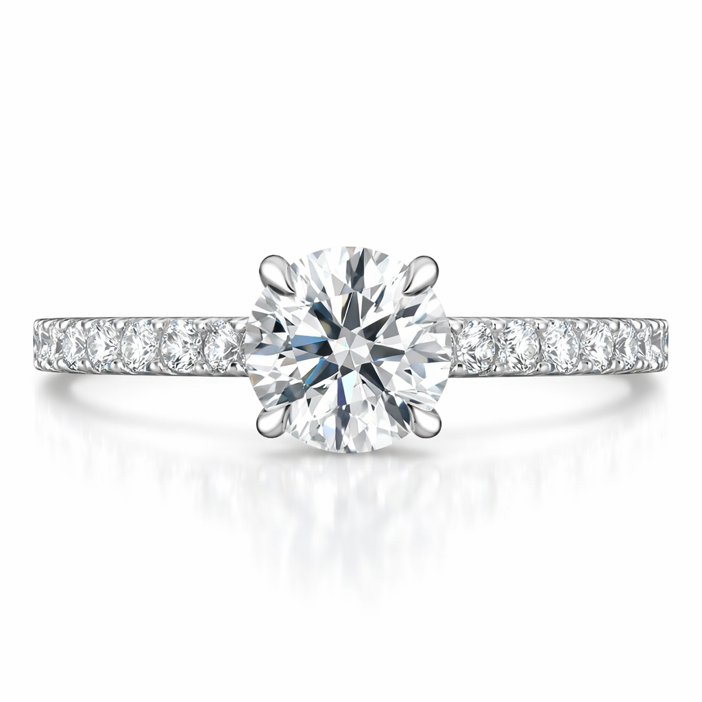 Platinum Diamond Solitaire Shoulder Set Ring A1460 Image 2