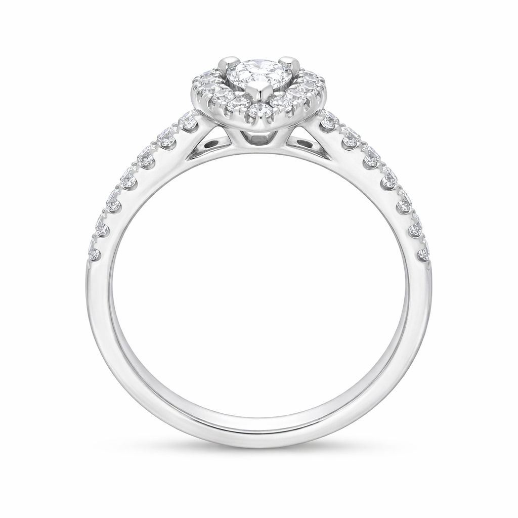 Platinum GIA Certified FVS2 0.75ct Diamond Pear Cut Cluster Ring DMN-2975 Image 3